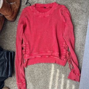 Free people thermal top with ties on the sides